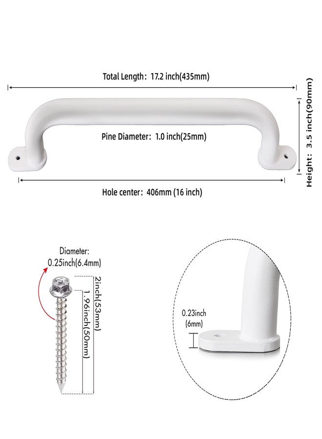 Purife 17 Inch Pack of 6 White Metal Playground Safety Handles - Playset Grab Handles, Swing Sets Hand Grips Grab Rail, Kids Monkey Bar for Indoor Playroom - Image 3